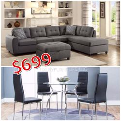 New sofa and 5 piece dining set