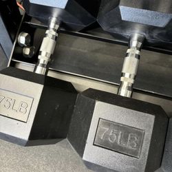 Hex Rubber Dumbbell Pair 75 Ib Vesta Fitness