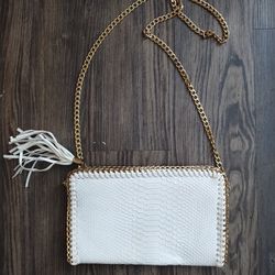 White Faux Crocodile Cross Body Bag 