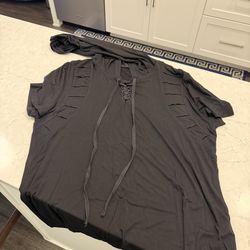 Goth Black short sleeve hoodie XL