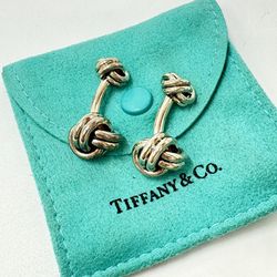 Tiffany & Co Sterling Silver Twist Rope Knot Cufflinks In Tiffany Pouch 