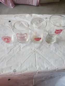 Set of 4 Vintage Beer Branded Glasses
