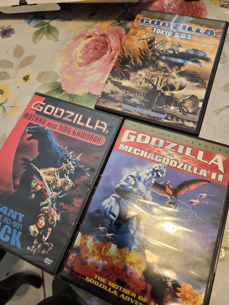 Godzilla DVD Godzilla And King Ghidorah,Godzilla Tokyo'S.O.S, Godzilla Vs Mechagodzilla Il