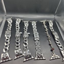 Wholesale Chrome Hearts Apple Smartwatch Bands Silver