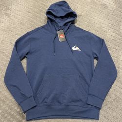 Quiksilver Fleece Hoodie Men’s Size S Heather Navy Kangaroo Pocket MSRP $80 NWT