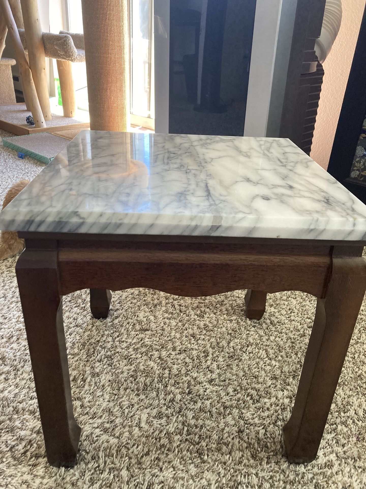 Vintage Marble Top Mahogany End Table