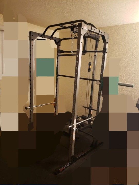 Fitness Reality Squat Rack Power Cage with Pulley Attachment
