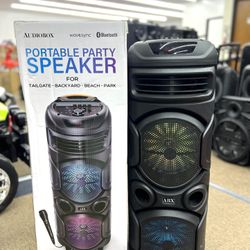 Rechargeable Portable Bluetooth Party Speaker with Wired mic