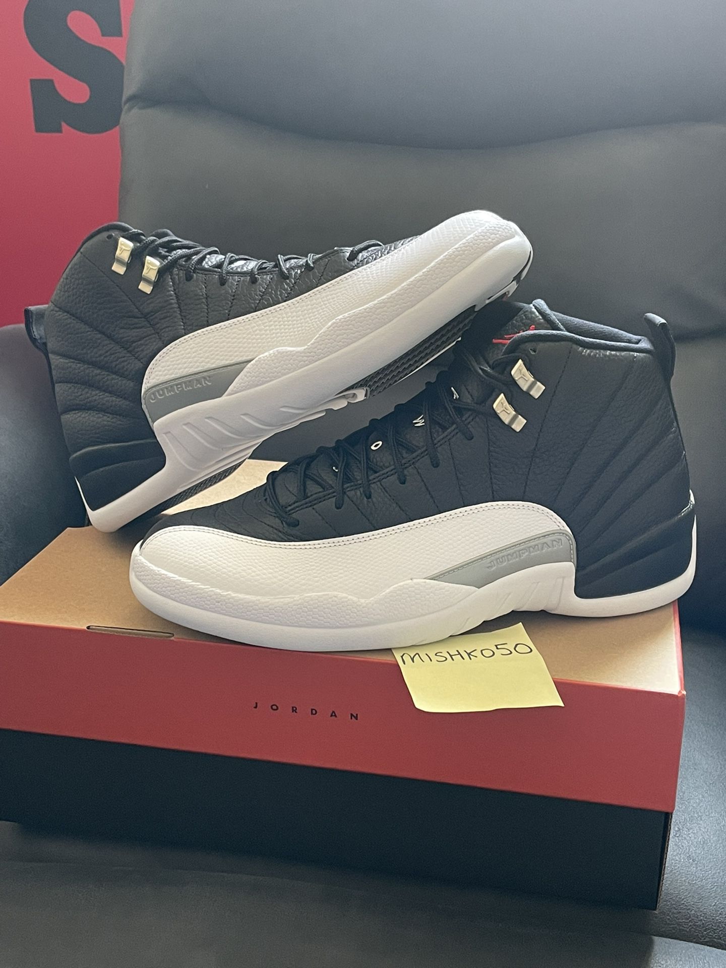 Air Jordan Retro 12 Playoffs Men’s Size 13 Reverse Taxi Black White Nike  High OG 1 Dunk Low Bred UNC 6 Off-White Supreme Panda for Sale in Vernon