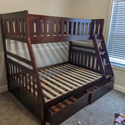 Dark  Cherry Twin/Full Bunk Bed