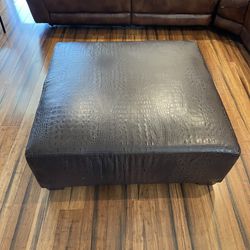 Ottoman Brown Leather 