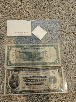2 Large One Dollar Bills 