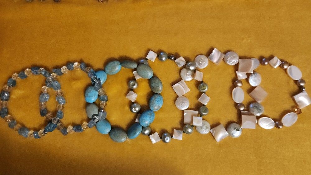 Handmade Bracelets Pearls Gemstones Turquoises, Jewelry