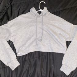 Juniors Cropped Grey Hoodie