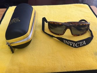 Invicta tortoise-shell wrap sunglasses with case