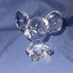 VINTAGE - FENTON CLEAR ART GLASS MOUSE PAPERWEIGHT FIGURINE 