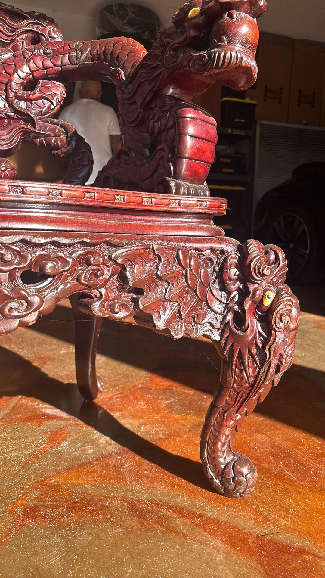 Antique Chinese Cherry Red Mahogany Wood Chair
