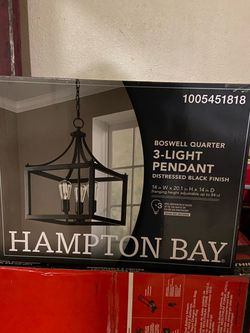 Hampton Bay Boswell Quarter 3-Light Pendant – Distressed Black