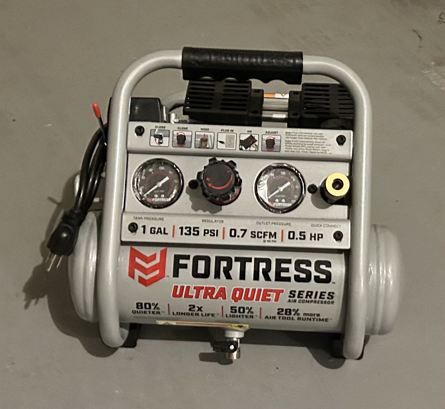 Fortress Ultra Quiet Air Compressor - 1 Gallon