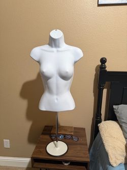 White Female Mannequin Torso with Stand