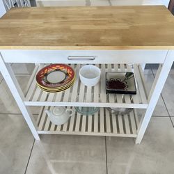 Casual Home Solid Wood Kitchen Island, Natural Maple Top, White Base (New) 40*20*36.5inch