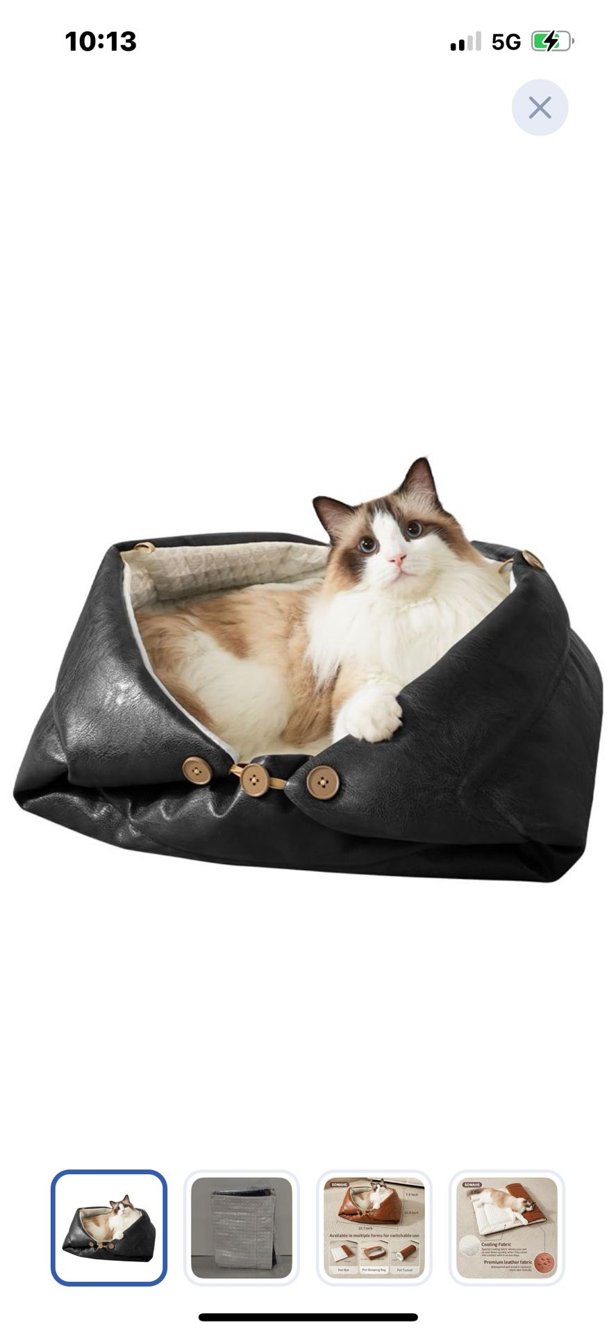 “New”?Unique)Leather Pet Bed (28”x36”) 5to 1 Function (Black)14”x12” W/Bananna Hangers