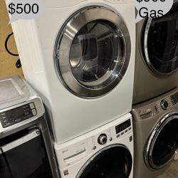 LG Tromm Washer & Dryer Electric Stackable Front Load Set Free Attachments 