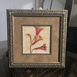 Gold Ornate Framed Flower Wall Art 