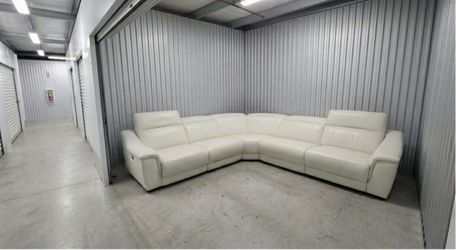 White Sectional Couch W/Electric Recliners