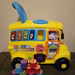 Cocomelon Ultimate Adventure Learning School Bus JJ Toddler Kids Baby Push Pull Toy Interactive Play