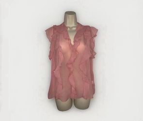 Large Sheer Top Ruffle Sleeveless Blouse The Line Of Style