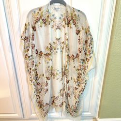 🌼 Beautiful womens Woven Heart one size open front sheer floral pattern light kimono