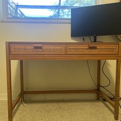 Opalhouse Minsmere Wood Writing Desk with Caned Drawers