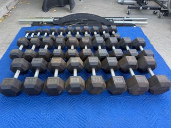 Rep fitness hex Dumbell set 5-75lbs for sale