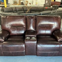 Leather Manual Reclining Loveseat