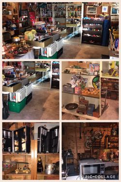Two car garage loaded with vintage and modern collectibles and etc. everything sold separately or in bundles