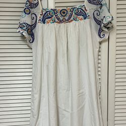 KAS New York White Embroidered Floral Dress - Size Medium - VGUC