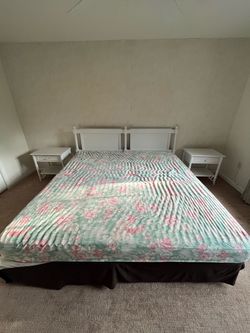 King bed frame  with 2 Nightstands
