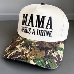 NWT Zenana “Mama Needs a Drink” Camo Snapback Trucker Hat