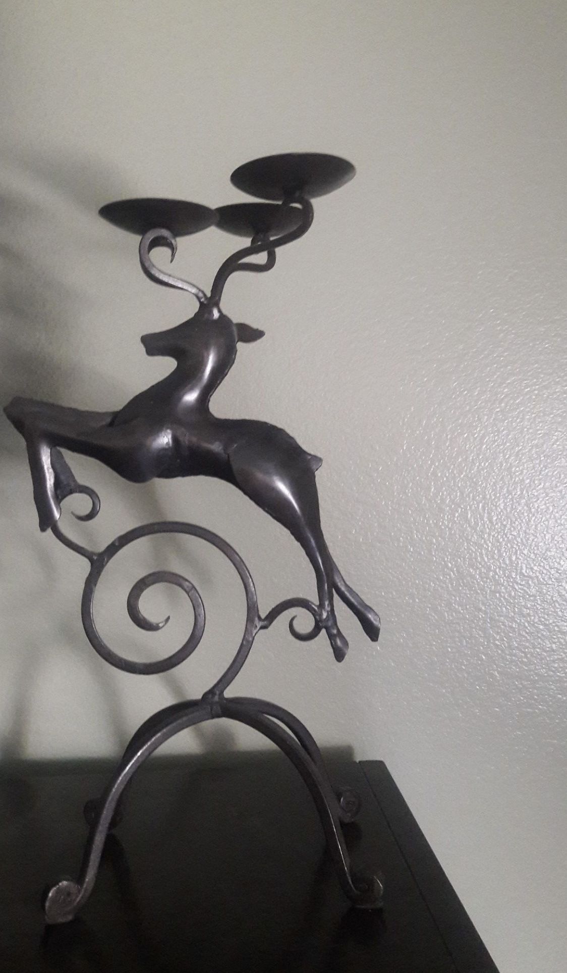Iron deer candle holder