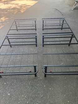 Foldable Twin Metal Platform Bed Frames – Set of 2