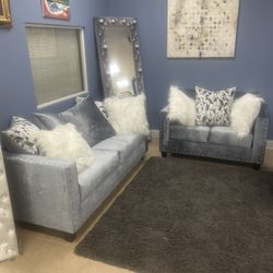 2PC Velvet Sofa & Loveseat 