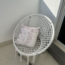 White Woven Chair with Cushion