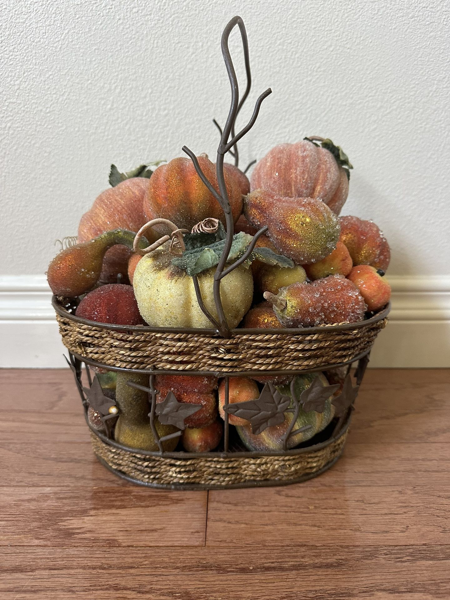 Fall Artificial Squash & Apples With Frosted Surface