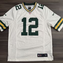 Nike On Field Aaron Rodgers #12 Green Bay Packers Away White Jersey Sz Medium