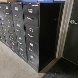 4 Black File Cabinets Available $15 Each