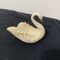 Vintage 1997 Lenox, Small Porcelain Swan, 24k Gold Trim