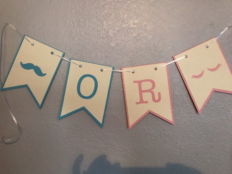 Gender reveal theme staches or lashes banner