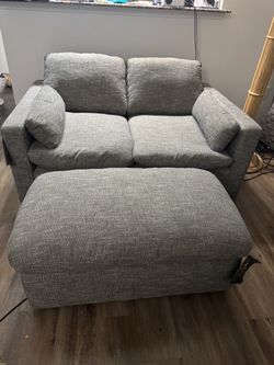 Ashley Millennium Collection Loveseat + Ottoman – Gray