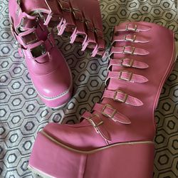 Pink Platform Boots 